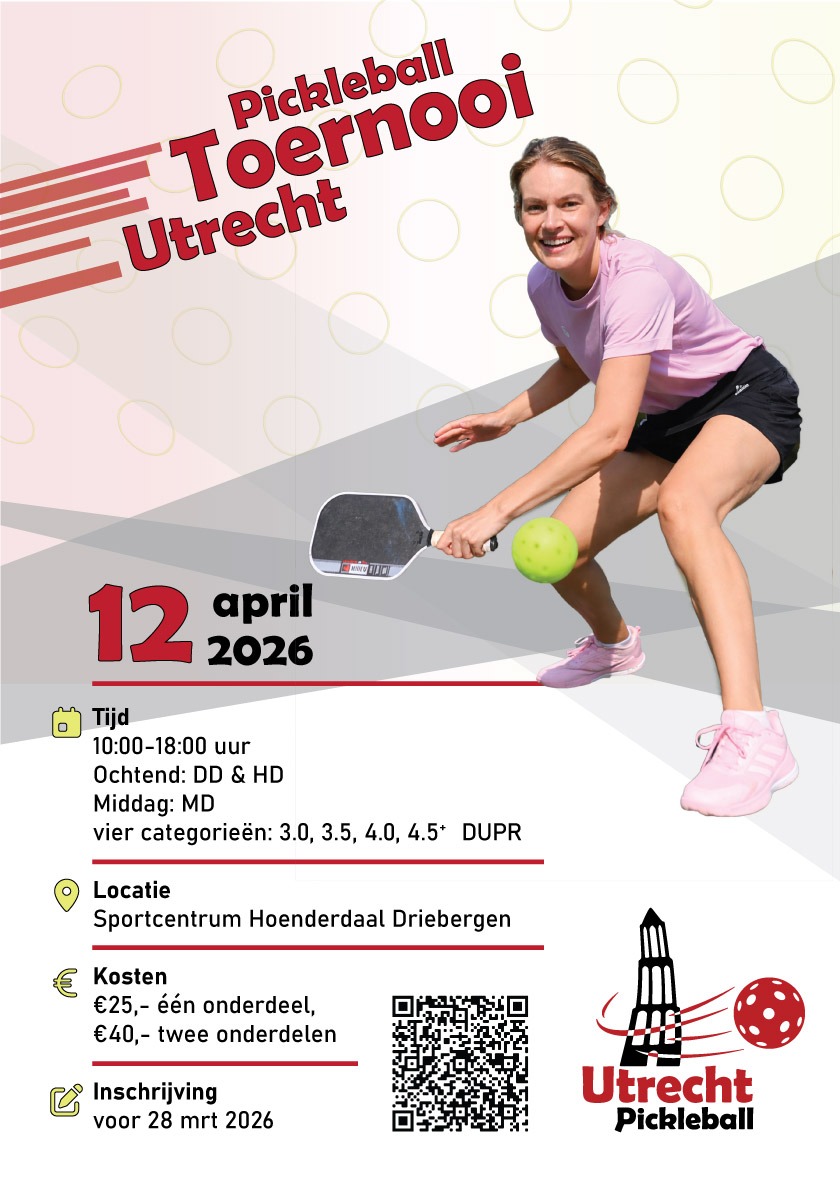 Pickleball toernooi Utrecht 12 april 2026