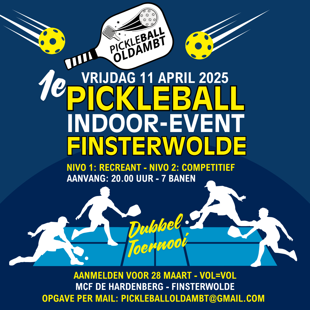 1e Pickleball indoor-event Finsterwolde